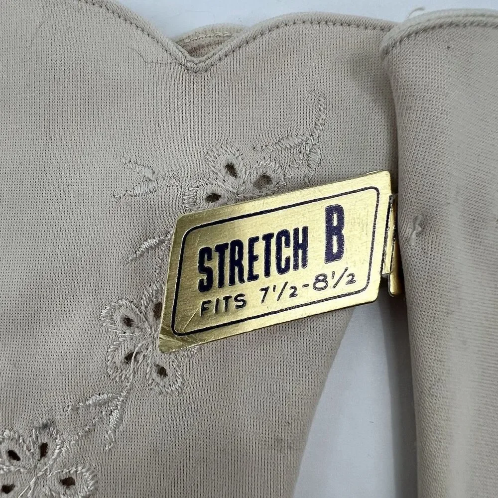 VTG NWT Cream Embroidered Dress Gloves Classy Retro Cosplay Costume Old Money